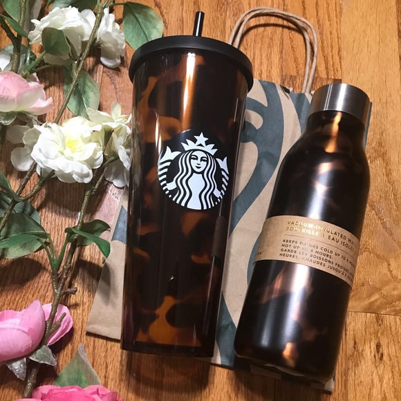 Starbucks Accessories - Starbucks Tortoise Mocha Swirl Venti Tumbler Combo